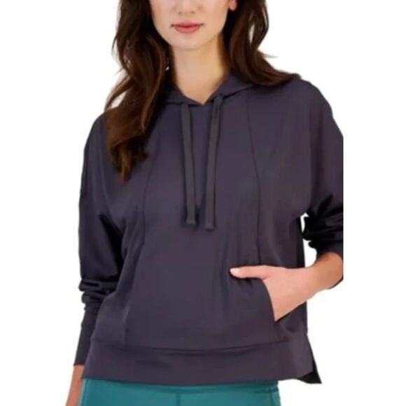 IDEOLOGY Womens Hoodie Small Grey Deep Charcoal Sweatshirt Pocket NWT - Picture 2 of 13